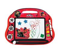Lexibook, Miraculous Ladybug Cat Noir, Tablero de dibujo magnético mágico multicolor, juguete creativo artístico muchachos, pluma de la aguja y sellos, Negro/Roja, color rojo, 11,6 x 6,3 x 1,2 cm