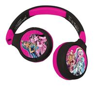 LEXIBOOK, Monster High, Auriculares 2 en 1 Bluetooth y con Cable con micrófono y Botones de Control, Plegables y Ajustables, Batería Recargable de Larga duración, Rosa/Negro, HPBT010MH