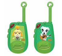 LEXIBOOK Nintendo Animal Crossing - Walkie-Talkies Digitales para Niños - Rango transmisión hasta 2 kms, Morse Luminoso, Pinza para Colgar del cinturón, 2 Canales, batería, Verde, TW25ACLXB