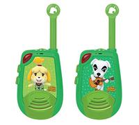 Lexibook Nintendo Animal Crossing-Walkie-Talkies Digitales para Niños-Rango transmisión hasta 2 kms, Morse Luminoso, Pinza para Colgar del cinturón, 2 Canales, batería, Verde, Color