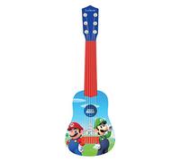 LEXIBOOK Nintendo Mario Luigi Mi Primera Guitarra, 6 Cuerdas de Nylon, 53 cm, guía incluida, Azul/Rojo, K200NILXB