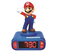 LEXIBOOK Nintendo Super Mario-Reloj Despertador, a Partir de 3 años, con Pantalla LCD Digital, quitamiedos niño, Azul/Roja RL800NI
