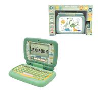 Lexibook, Dinosaurios bilingüe educativa portátil, 20 Actividades por Idioma, Método silábico y juguetón matemáticas, 3 Historias animadas, Teclado y ratón realistas, Color Verde (JC398DINOi1)