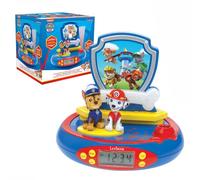 LEXIBOOK, Paw Patrol, Reloj Despertador con proyector para niños, Luz Nocturna y proyección de la Hora en el Techo, Efectos de Sonido, Funciona con Pilas, Azul, RP500AC