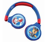 LEXIBOOK - Paw Patrol Auriculares Bluetooth 2 en 1 - Estéreo inalámbrico, Seguro para niños y niñas, Plegable, Ajustable, Rojo/Azul, HPBT010PALXB