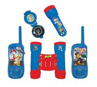 LEXIBOOK Paw Patrol La Patrulla Canina Chase - Juego Completo de Aventuras para Niños, Walkie-Talkies 120m, Prismáticos, Brújula, Linterna, Azul/Rojo, RPTW12PALXB