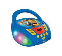 LEXIBOOK - Paw Patrol - Lector de CD Bluetooth para niños - Portátil, Efectos Multicolores, Entrada para micrófono, AUX IN, AC o Funciona con batería, Niñas, Niños, Azul/Rojo, RCD109PALXB