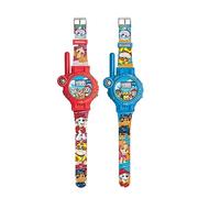 Lexibook, Paw Patrol, Relojes Walkie-Talkies, 2 Piezas, Alcance hasta 200m/600 pies, Linterna, brújula, Recargable, Azul/Rojo, DMWTW1PA