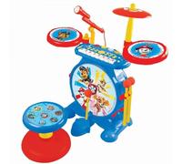 Lexibook, Paw Patrol, Set electrónico para niños, Juego de Juguete Musical, Sonido de batería Realista, Teclado de 8 Teclas, Enchufe MP3, Asiento Incluido, Azul/Rojo, K610PA
