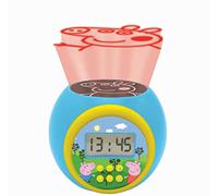 Lexibook- Reloj despertador con proyector Peppa Pig con función de repetición y alarma, luz nocturna con temporizador, pantalla LCD, batería, azul/amarillo LEXIB