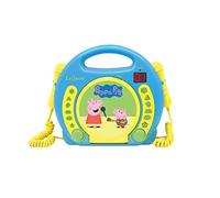 Lexibook, Peppa Pig, Reproductor de CD portátil con micrófonos, Reproductor de música, Repetición y programación, Karaoke, Toma de Auriculares, Azul/Amarillo, RCDK100PP
