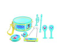 Lexibook, Peppa Pig, Set de 7 Instrumentos Musicales (Tambor, Maracas, Castañuela, Armónica, Flauta Dulce, Trompeta, Pandereta), Juguete Musical, Cómodo Juego para Llevar, Azul/Amarillo, K360PP
