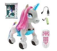 LEXIBOOK Power Unicorn®- Mi Primer Unicornio Inteligente para entrenarn programable con Mando a Distancia, función de Entrenamiento y Control por Gestos, Baile, UNI01LXB