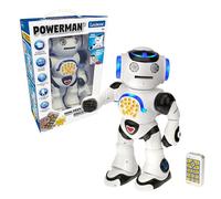 LEXIBOOK Powerman ROB50FR - Robot Educativo Interactivo para Jugar y Aprender, Bailar, Reproducir música, cuestionarios educativos, Lanza Discos, Blanco/Negro (francés)