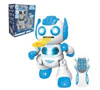 Lexibook Robot POWERMAN® SHOOT – lanzadiscos programable, mando a distancia, música/luces, 12 discos