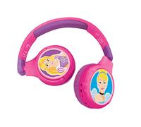 Lexibook Auriculares infantiles Princessas Disney HPBT010DP, Bluetooth y cable, limitación de sonido