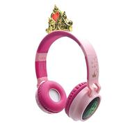 LEXIBOOK, Princesas Disney, Auriculares Bluetooth, HPBT015DP | Corona de princesa, luces, límite 85 dB, plegables, recargables