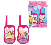 LEXIBOOK Princesas Disney Cenicienta Rapunzel Ariel walkie-talkies, comunicación de Juguete para niños, niñas, Clip para cinturón, 2 Canales, con Pilas, Rosa, TW12DPLXB