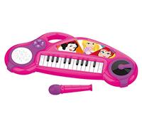 Lexibook, Princesas Disney, Piano electrónico para niños con Efectos Luminosos, micrófono, batería, Altavoz Integrado, melodías de demostración, Lector DJ, Rosa/Violeta, K704DP