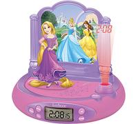 LEXIBOOK, Princessas Disney Rapunzel, Reloj Despertador con proyector para niños, Luz Nocturna y proyección de la Hora en el Techo, Efectos de Sonido, Funciona con Pilas, Rosa, RP515DP