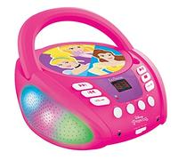 Lexibook, Princessas Disney, Reproductor de CD Bluetooth, Portátil, Efectos de luz Multicolor, Micrófono, Toma Auxiliar, Funciona con Corriente alterna o con Pilas, Rosa, RCD109DP