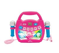 LEXIBOOK, Princessas Disney, Reproductor de Karaoke Digital portátil para niños, Micrófonos, Efectos de luz, Bluetooth®, Funciones de grabación y Cambio de Voz, Rosa, MP320DPZ