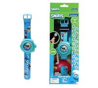LEXiBOOK, Reloj de Pulsera Ajustable con Pantalla Digital con 20 proyecciones, múltiples Caracteres, Azul, Pitufos