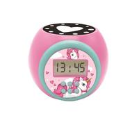LEXIBOOK Reloj Despertador con proyector Unicornio con función de repetición y Alarma, luz Nocturna con Temporizador, Pantalla LCD, batería, Rosado, RL977UNILXB