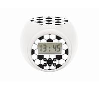 LEXIBOOK Reloj Despertador fútbol con proyector, función de repetición y Alarma, luz Nocturna con Temporizador, Pantalla LCD, batería, Blanco/Negro, RL977FOLXB
