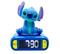 LEXIBOOK, Disney, Luz Nocturna de Stitch Despertador, Sonidos y melodías, Pantalla LCD retroiluminada, Luminoso, Snooze, Azul (RL800D)