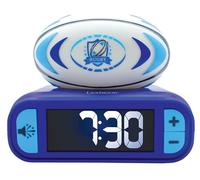 LEXIBOOK, Rugby - Rubgy Despertador con luz Nocturna, Sonidos y Melodías, Pantalla LCD Retroiluminada, Luminoso, Snooze, Azul/Blanco, RL800RG