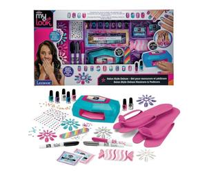 LEXIBOOK, Salon Style Deluxe - Set para manicura y pedicura, Rosa Azul, CRSS32LXB