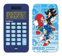 LEXIBOOK, Sonic, Calculadora de Bolsillo Azul, C45SNLXB | Funda protectora, funciones avanzadas, alimentación solar y a pilas