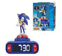 LEXIBOOK, Sonic Reloj Despertador Luz Nocturna, RL800SN | Sonidos y melodías, pantalla LCD retroiluminada, luminoso, snooze, azul