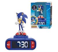LEXIBOOK, Sonic The Hedgehog, Reloj Despertador con Luz Nocturna de Sonic, Sonidos y Melodías, Pantalla LCD Retroiluminada, Luminoso, Snooze, Azul, RL800SNLXB
