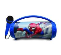 LEXIBOOK, Spider-Man, Altavoz Luminoso inalámbrico con micrófono, Sonido estéreo, Función Karaoke, Puertos USB y para Tarjetas SD, Batería Recargable, Azul, BTP585SPZLXB
