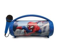 LEXIBOOK, Spider-Man, Altavoz Luminoso inalámbrico con micrófono, Sonido estéreo, Función Karaoke, Puertos USB y para Tarjetas SD, Batería Recargable, Asa para Llevar a Todas Partes, Azul, BTP585SPZ
