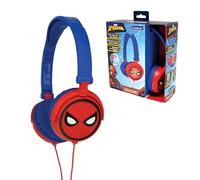 LEXIBOOK, Spider-Man, Auriculares estéreo, Volumen Seguro para niños, Plegables y Ajustables, Rojo/Azul, HP010SP