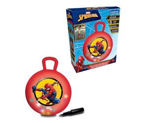 LEXIBOOK, Spider-Man, Pelota Saltarina Hinchable, BG040SP | Pelota luminosa de color, bomba manual incluida, plástico duradero y seguro, rojo