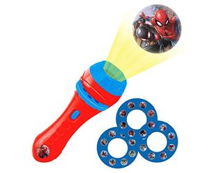 LEXIBOOK, Spider-Man Proyector de Cuentos, LTC050SP | 3 discos de cuentos, 24 imágenes, linterna, crea tus propias historias