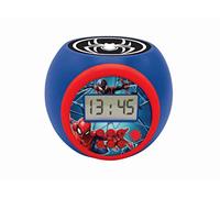 LEXIBOOK, Spider-Man, Reloj Despertador con proyector, función de repetición y Alarma, luz Nocturna con Temporizador, Pantalla LCD, Funcionamiento a Pilas, Azul/Rojo, RL977SP