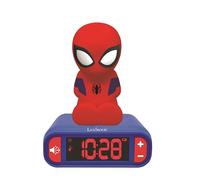 LEXIBOOK, Spider-Man Reloj Despertador Luz Nocturna, RL800SPLXB | Sonidos y melodías, pantalla LCD retroiluminada, luminoso, snooze, azul