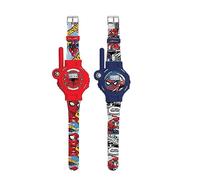 Lexibook, Spider-Man, Relojes Walkie-Talkies, 2 Piezas, Alcance hasta 200m/600 pies, Linterna, brújula, Recargable, Azul/Rojo, DMWTW1SP