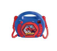 LEXIBOOK Spider-Man Reproductor CD con 2 micrófonos Integrados, Función de programación, Toma de Auriculares, para niños, AC o Funciona con batería, Azul/Rojo, RCDK100SPLXB