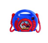 Lexibook, Spider-Man, Reproductor de CD portátil con micrófonos, Reproductor de música, Repetición y programación, Karaoke, Toma de Auriculares, Azul/Rojo, RCDK100SP