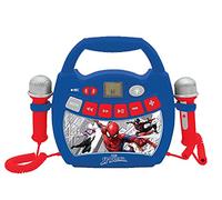 LEXIBOOK - Spider-Man - Reproductor de música de Karaoke portátil para niños - Micrófonos, Efectos de luz, Bluetooth, Grabación y Cambio de Voz, Baterías Recargables, MP320SPZ