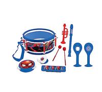 Lexibook, Spider-Man, Set de 7 Instrumentos Musicales (Tambor, Maracas, Castañuela, Armónica, Flauta Dulce, Trompeta, Pandereta), Juguete Musical, Cómodo Juego para Llevar, Azul/Rojo, K360SP