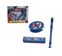 LEXIBOOK, Spider-Man, Set de música, 3 Instrumentos, Azul, KLC9SPLXB | Set de música de 3 piezas con pandereta, armónica y flauta dulce para explorar ritmo y creatividad musical