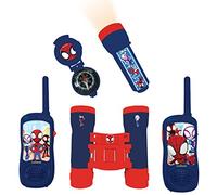 LEXIBOOK, Spidey, Set Aventurero, RPTW11SP | Walkie-talkies 120m, prismáticos, linterna, brújula incluida, rojo/azul