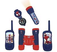 Lexibook Spidey y Sus increíbles Amigos - Set Completo de Aventurero Spiderman, para niños, walkie-talkies 120m, Prismáticos, Linterna, Brújula, Rojo/Azul, RPTW11SPLXB